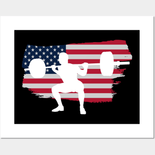 American Flag Squat - Powerlifting Posters and Art